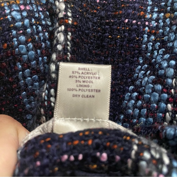 LOFT Blue Pink Red Plaid Tweed Wool Blend Pencil Skirt - Picture 5 of 5